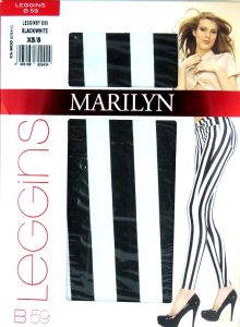 Marilyn Legginsy B59 XS/S  black/white paski WYPRZEDAŻ